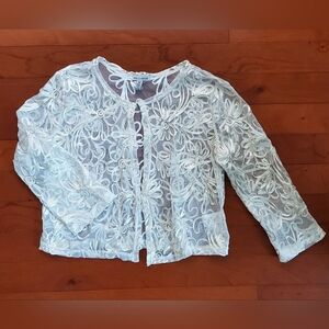 Nina Leonard Cream Floral Embroidered Top